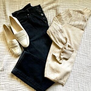 Mock Neck Sweater with gold sparkle detail